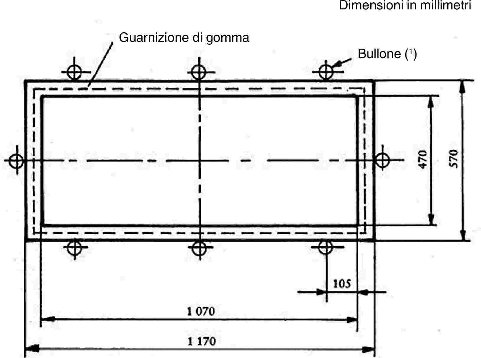 Guarnizione di gommaDimensioni in millimetriBullone (1)
