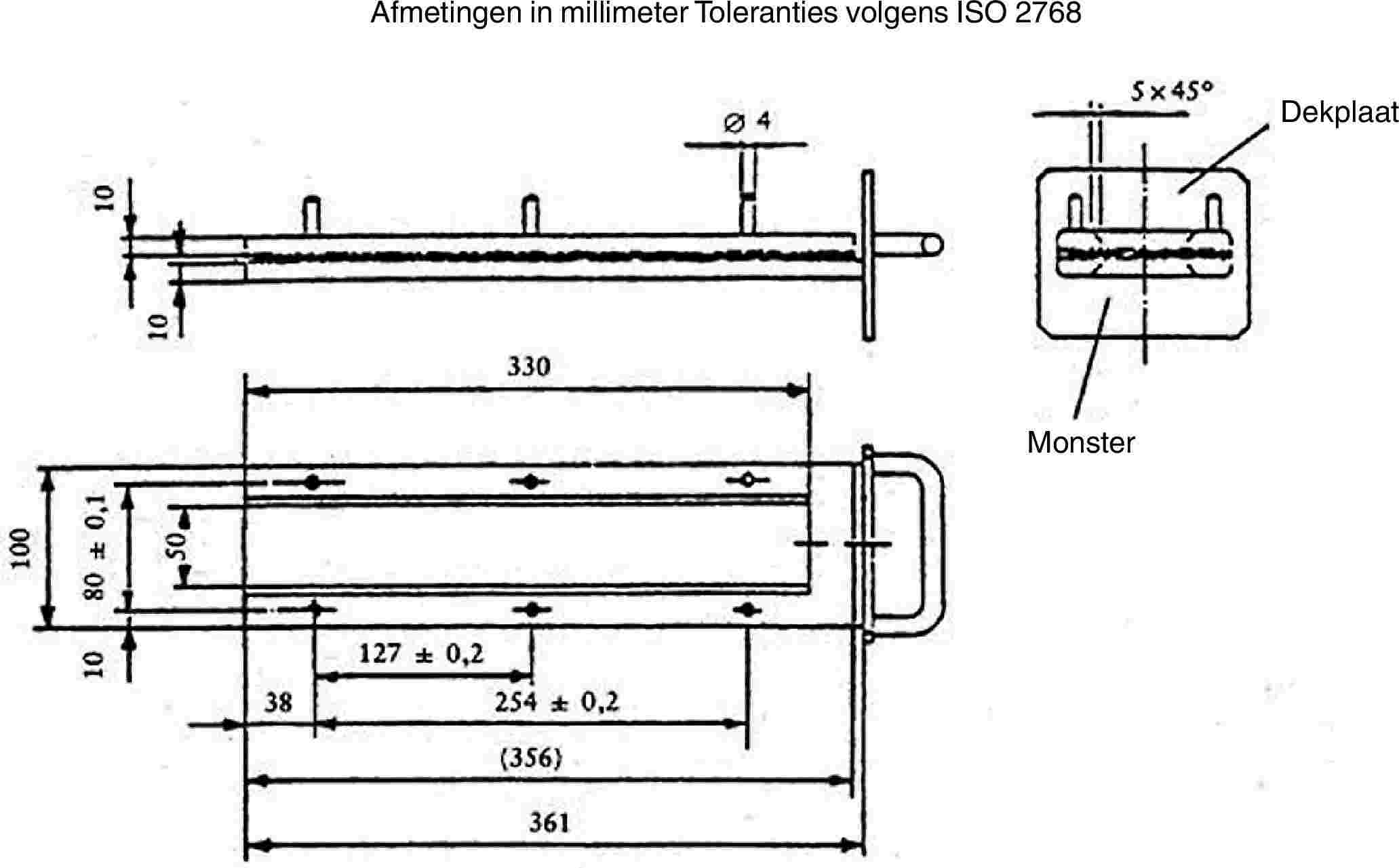 Afmetingen in millimeter Toleranties volgens ISO 2768DekplaatMonster