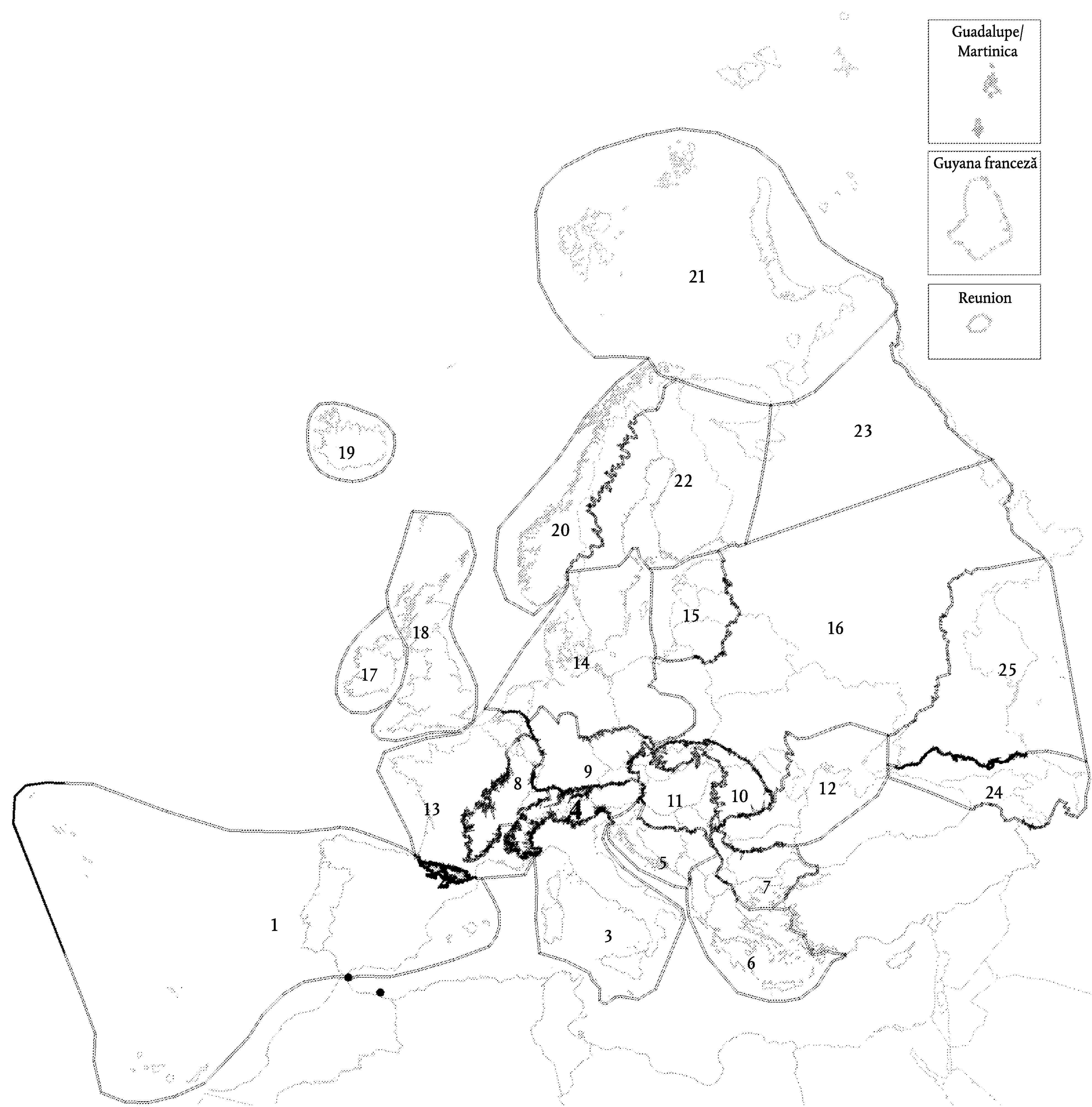 Guadalupe/MartinicaGuyana franceză21Reunion23192220151618142517981224101113457136