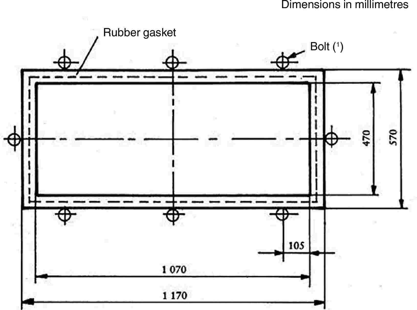 Rubber gasketDimensions in millimetresBolt (1)