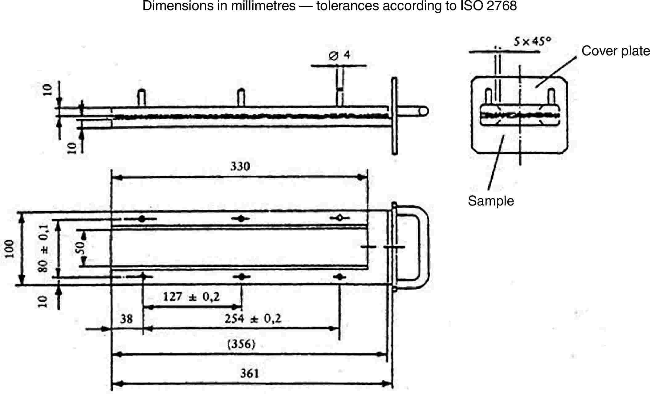 Dimensions in millimetres — tolerances according to ISO 2768Cover plateSample