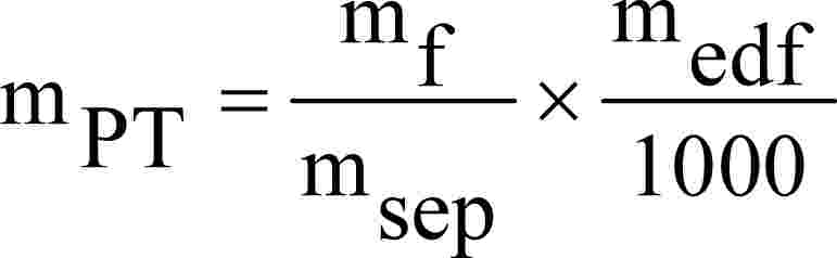 mPT = mf msep × medf 1000