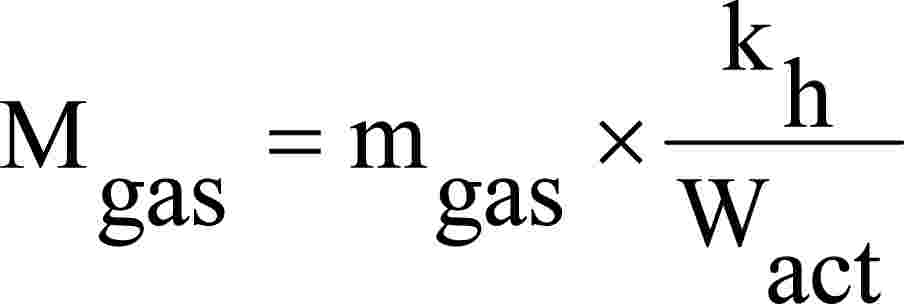Mgas = mgas × kh Wact