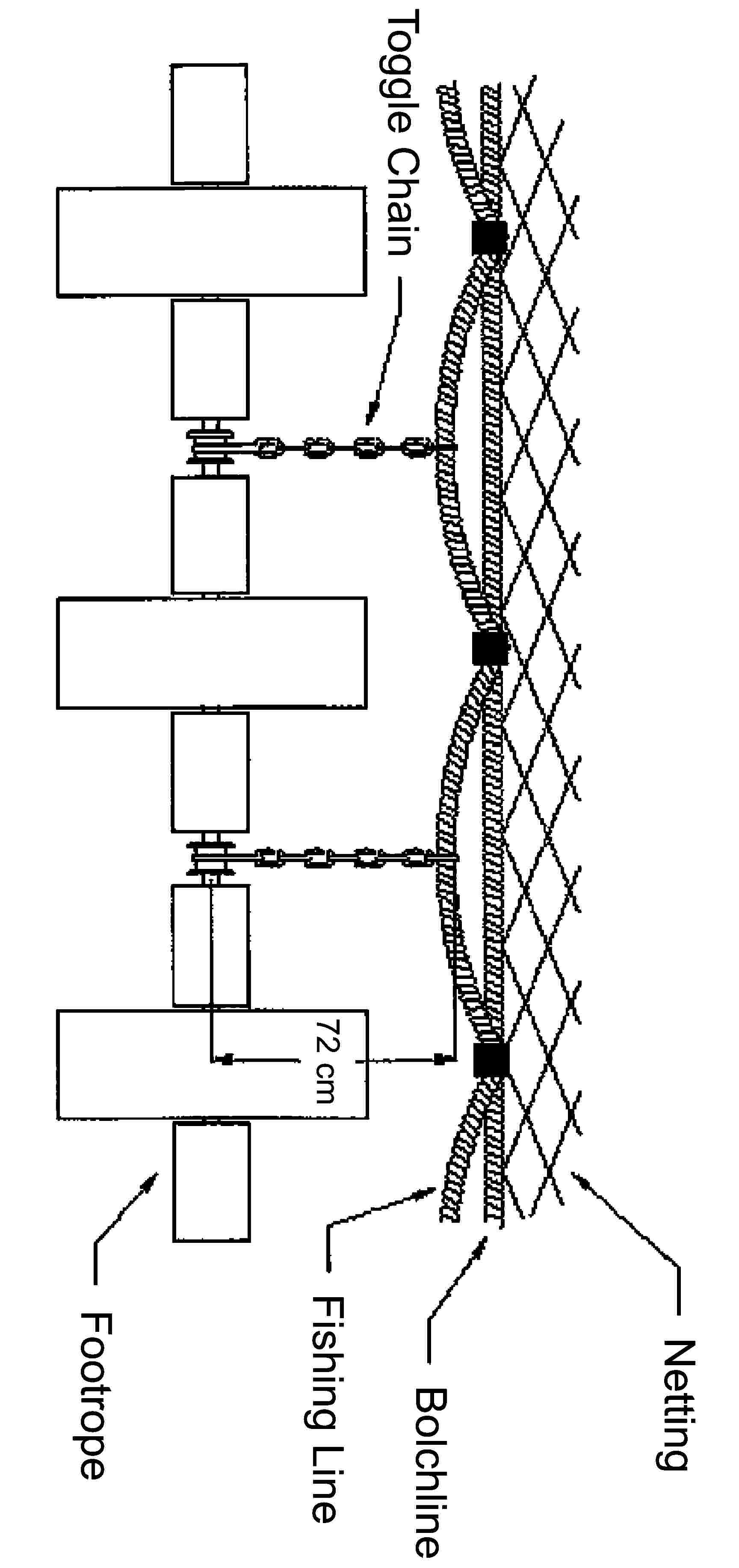 NettingToggle Chain72 cmFishing LineBolchlineFootrope