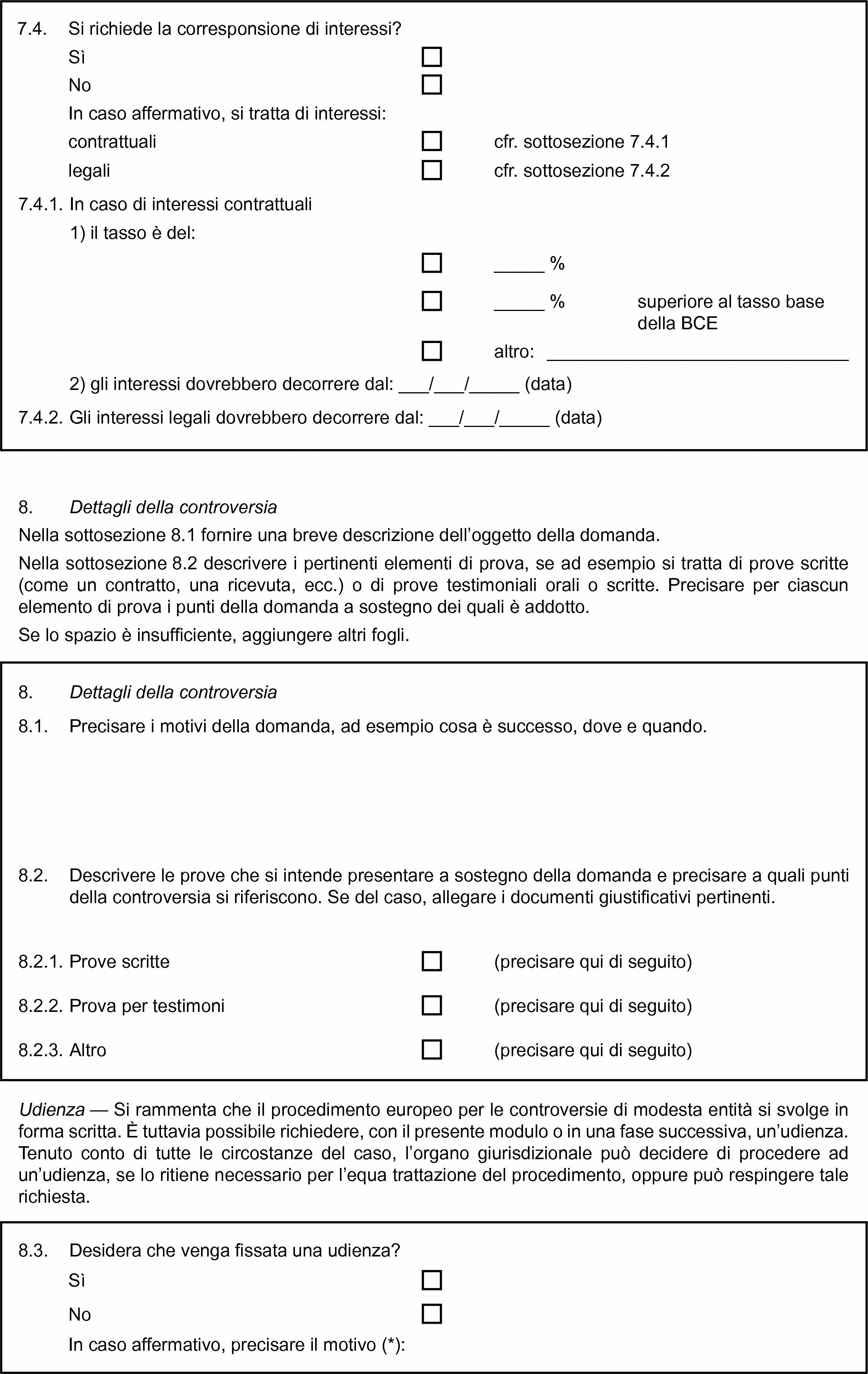 Dettagli della domanda