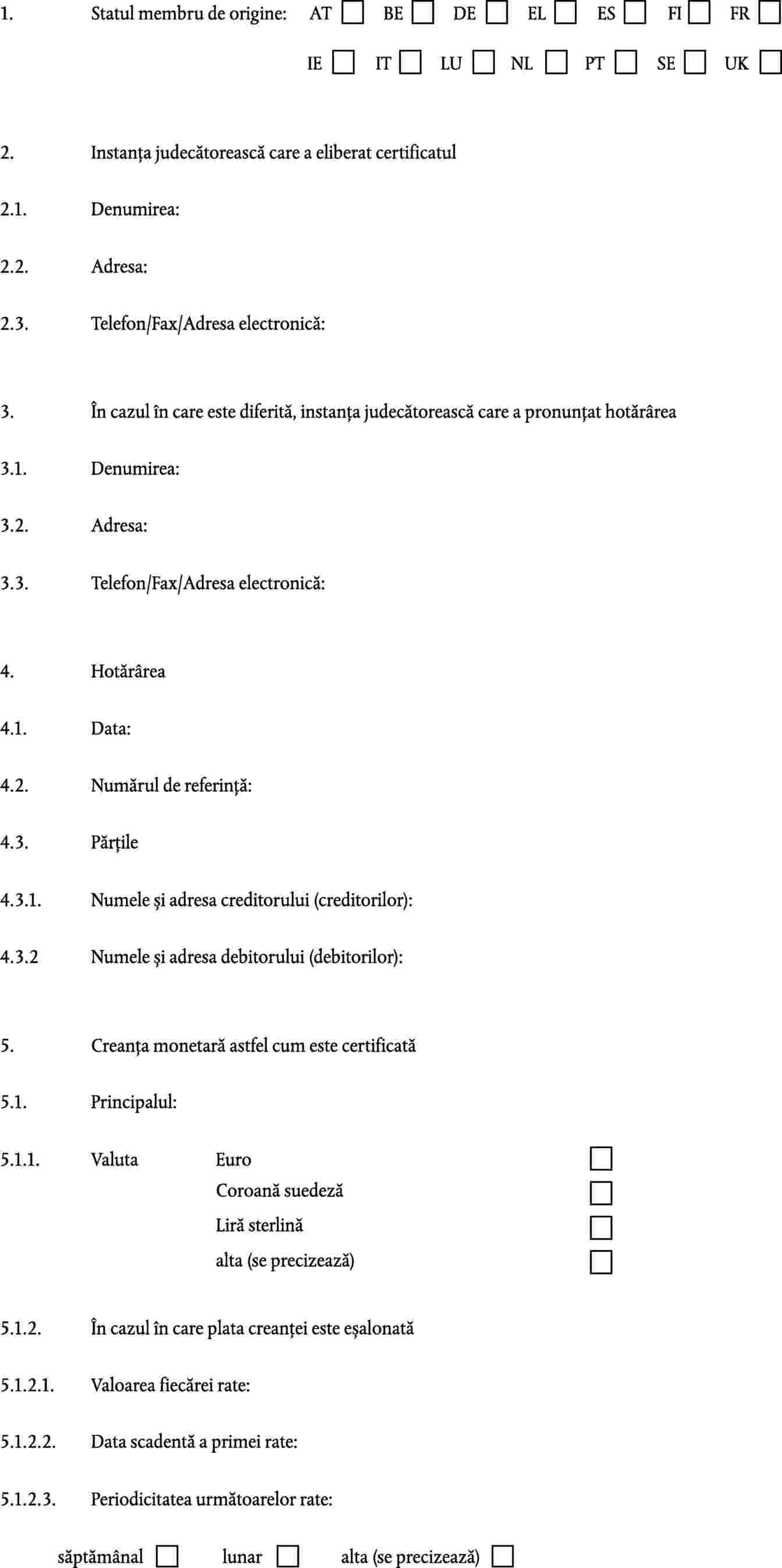 Certificat de titlu executoriu european – hotărâre