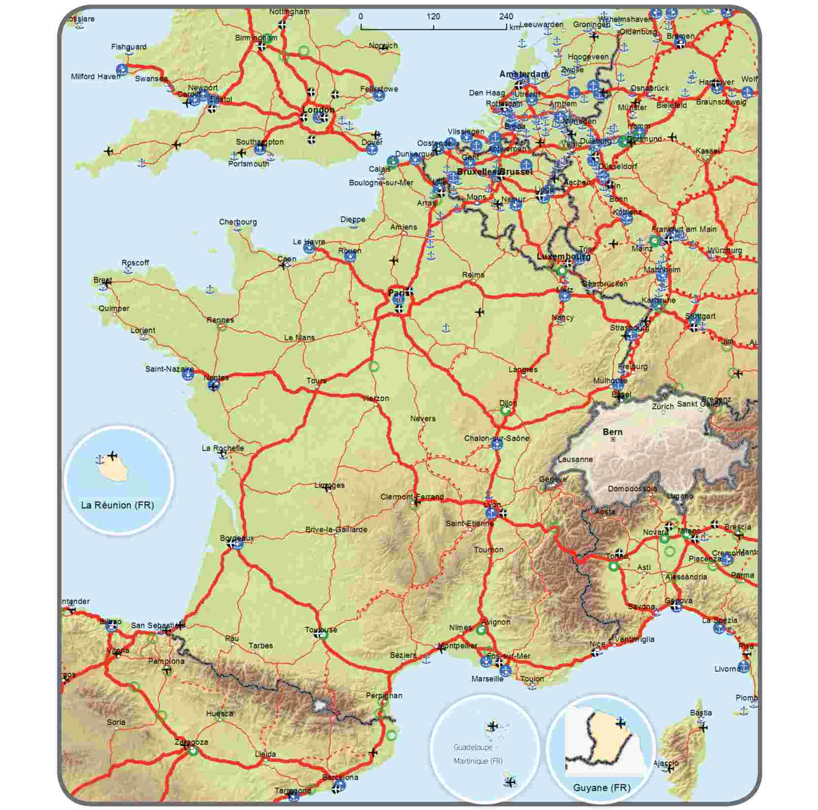 Mapas de rede da MEDWAY para transporte de mercadorias