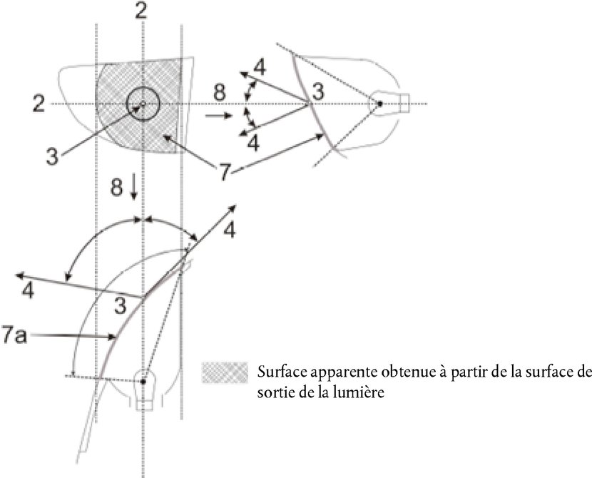 Catadioptre triangulaire avec élément optique rouge